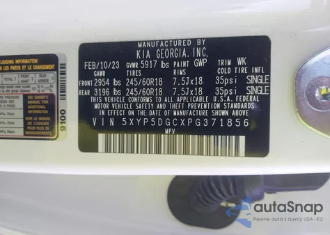 2023 Kia Telluride Sx Prestige X-Pro z USA, uszkodzony, nr VIN 5XYP5DGCXPG371856